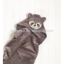 Baby towel with hood animal face racoon personalized present up to 1 year size